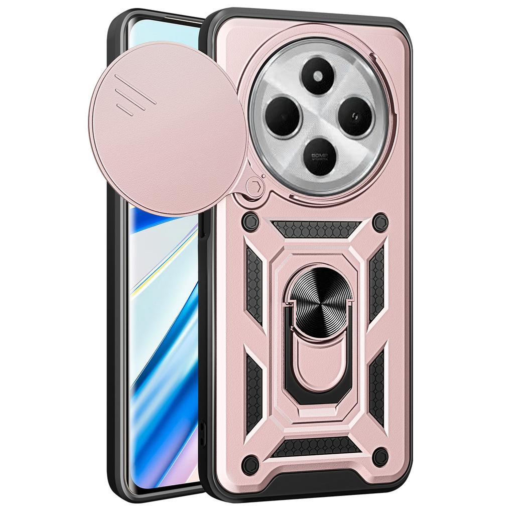 For Xiaomi Poco C75 4G/Redmi 14R 5G/14C 4G Case with Slide Camera Lid PC+TPU Kickstand Phone Cover