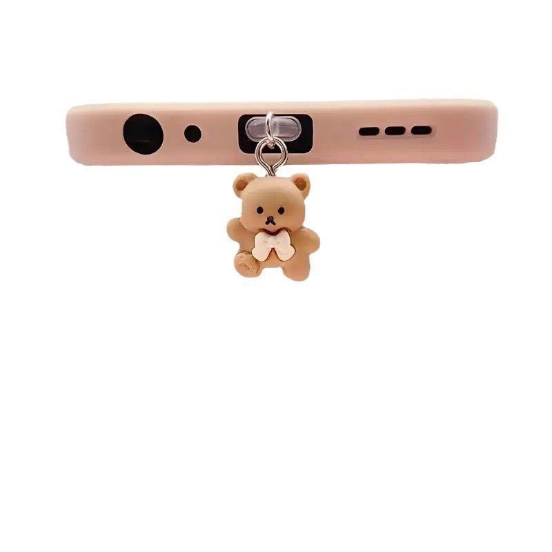 Cute Little Bear 2D Phone Dust Plug Pendant Suitable for IPhone for Samsung Type-C Interface Dust Plug Accessory Decoration