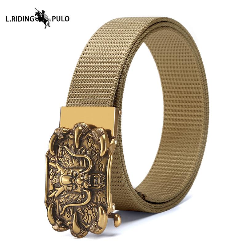 Men's Belt Toothless Alloy Automatic Buckle Men's Belt Imitation Nylon Canvas Youth Versatile Casual Belt