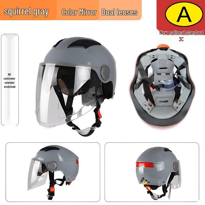 

3C Certified Dual Visor Electric Vehicle Helmet with Double Lens for Men & Women, UV Protection, All-Season Use for Motorcycles & E-Bikes