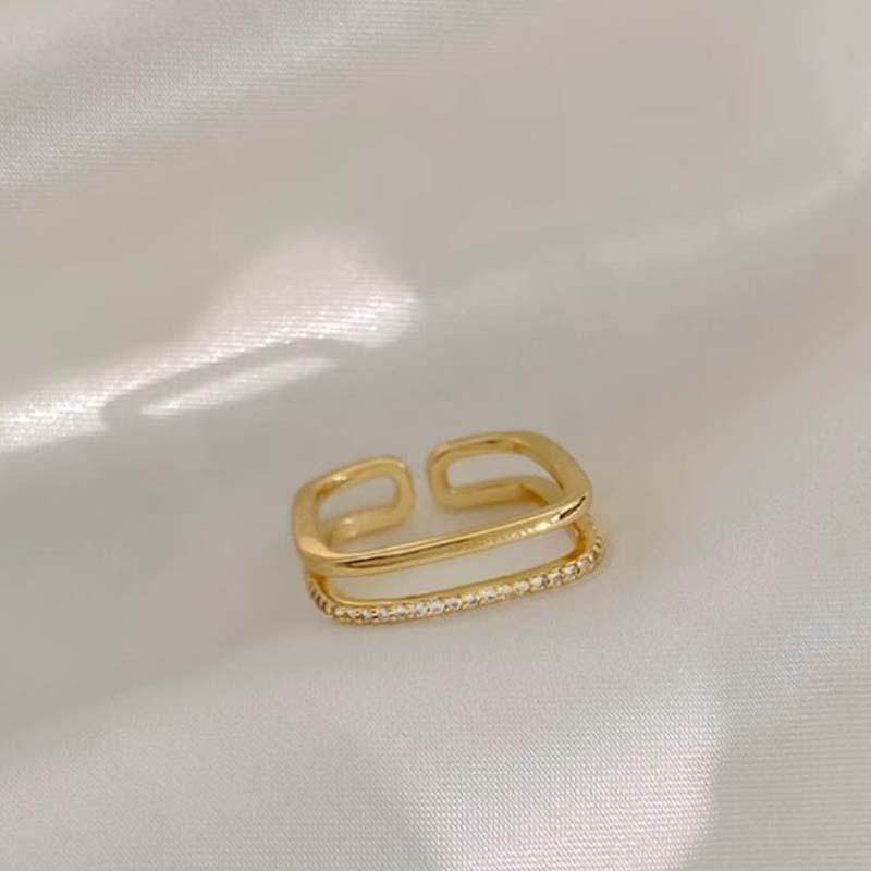 Female Coldness Style Simple and Versatile Double Layered Ring золотой