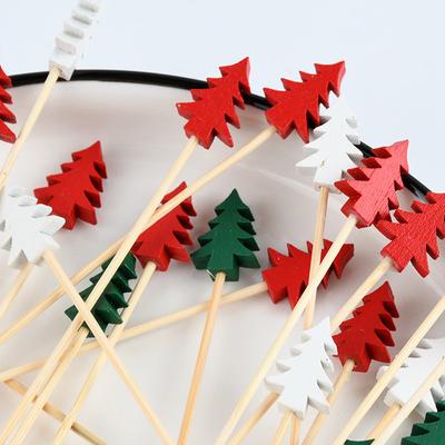 100 pièces/paquet Brochettes de Fruits de Noël Bâtonnets en Bambou Jetables pour Fruits Dessert Gâteau Arbre de Noël Brochettes en Bambou Ornements de Noël