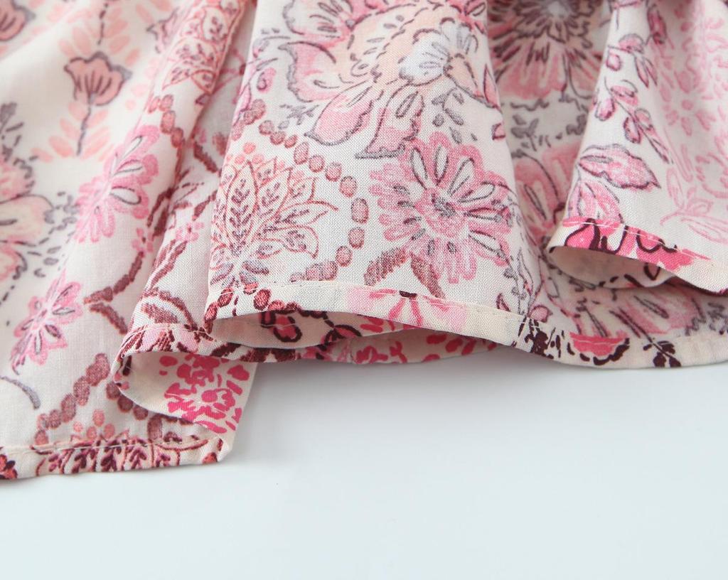 2025 Spring Women's European & American Casual Puff Sleeve Print Dress