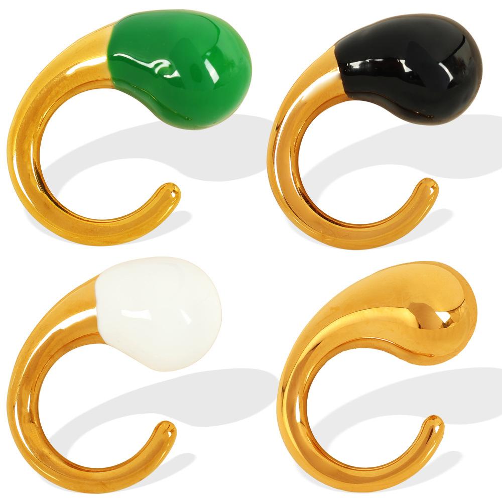 Fashion Personality Epoxy Versatile Simple Niche Design Glossy Ring Titanium Steel Drop