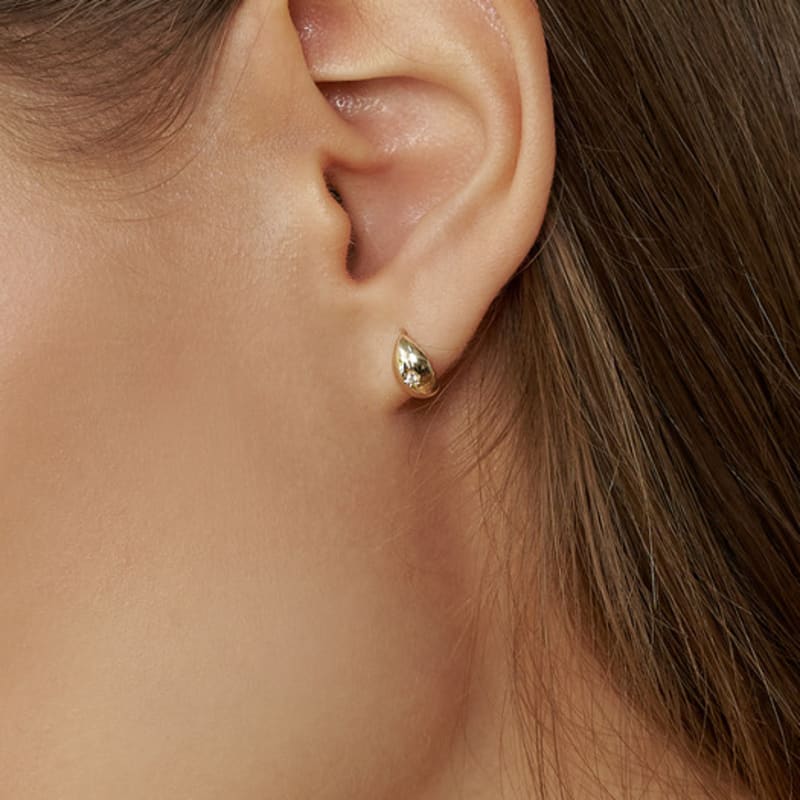 LUNNE 14k Star-Piece Oval Volume Earrings (14K Gold) #LFE09