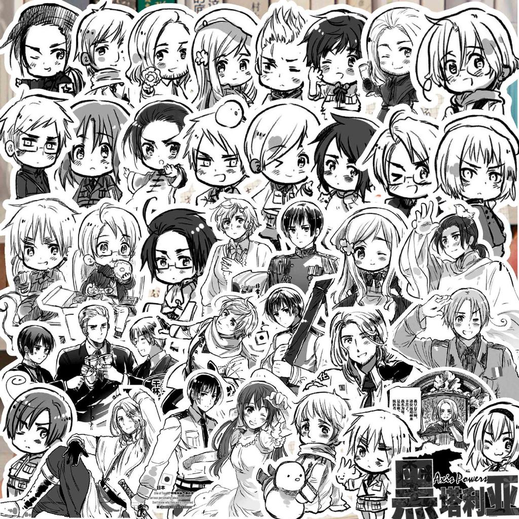 Hetalia Anime Sticker Journal - Yao, Francis, Arthur, Kiku, Feliciano Decorations