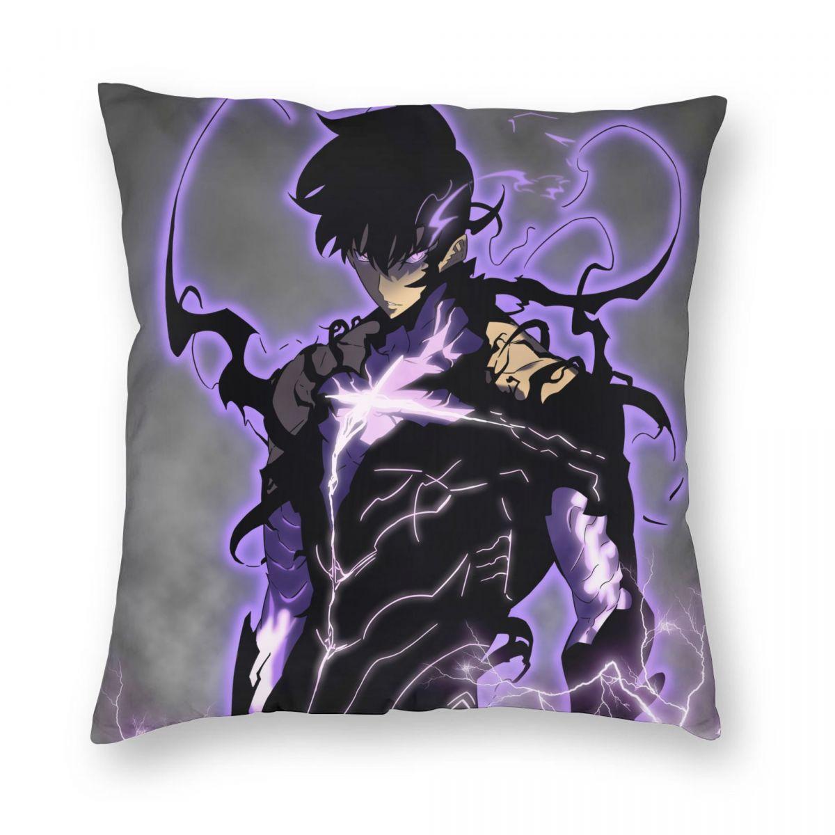 

Anime Solo Leveling Pillowcase Printing Polyester Cushion Cover Decoration Throw Pillow Case Cover Home Zipper 40X40cm 12x12Inch