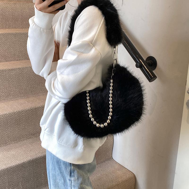 Mao Mao Bag Fashion Shoulder Bag Chain Messenger Bag Commuter Underarm Bag Plush Handbag Bag