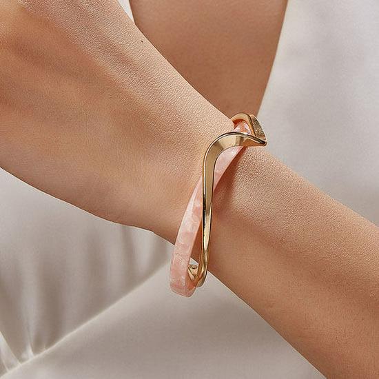 Gold Plated Zircon Titanium Steel Korean Minimalist Bangle | Versatile High-End Bracelet for Women