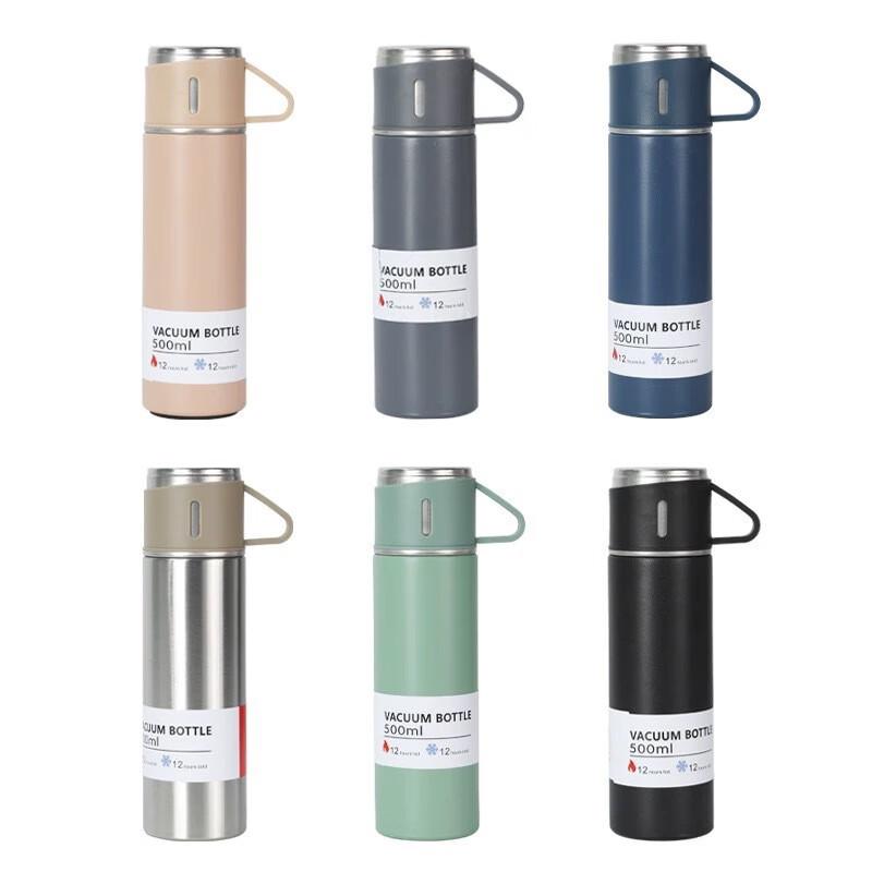 Bashting Stainless Steel Thermos Bottle 3-Lid Gift Set