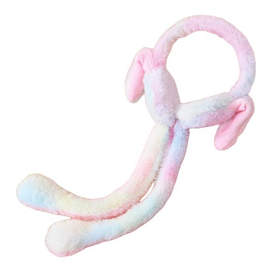 Dámský zimní ohřívač uší Roztomilé plyšové náušníky s pohyblivými skákacími králičími uši Přechodová barva Kryty uší Čelenka pro ženy dívky