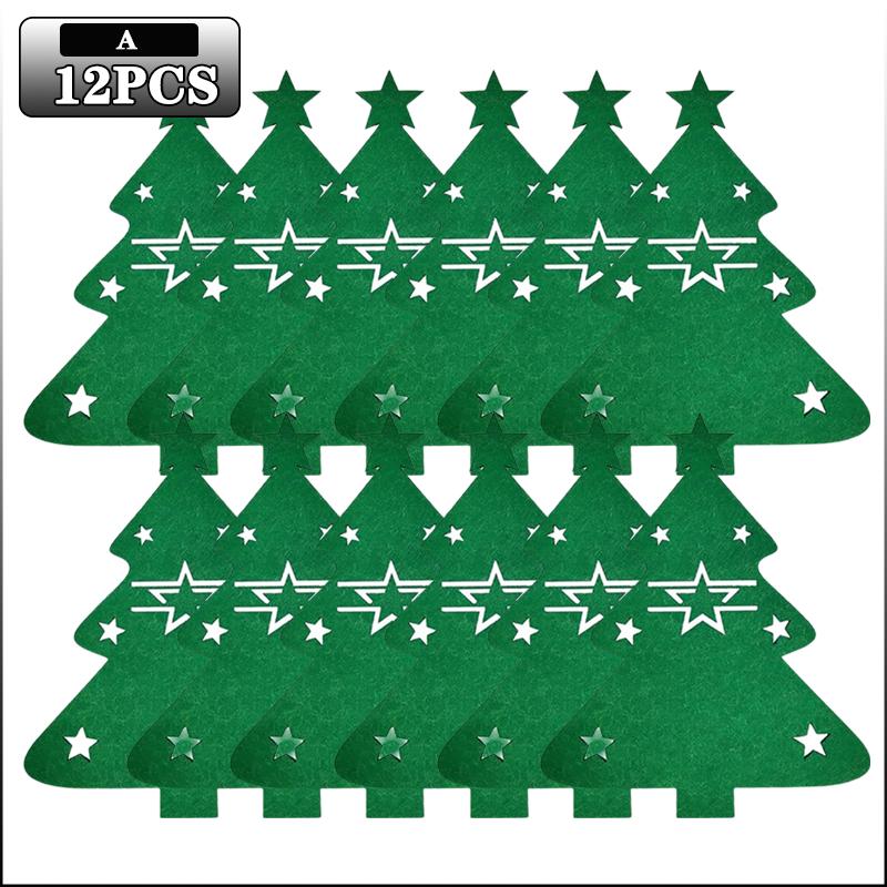 Weihnachtsbaum Besteckhalter Filz Gabel Löffel Tasche Set Festlicher Besteckorganisator für Weihnachtsessen Party Tischdekoration