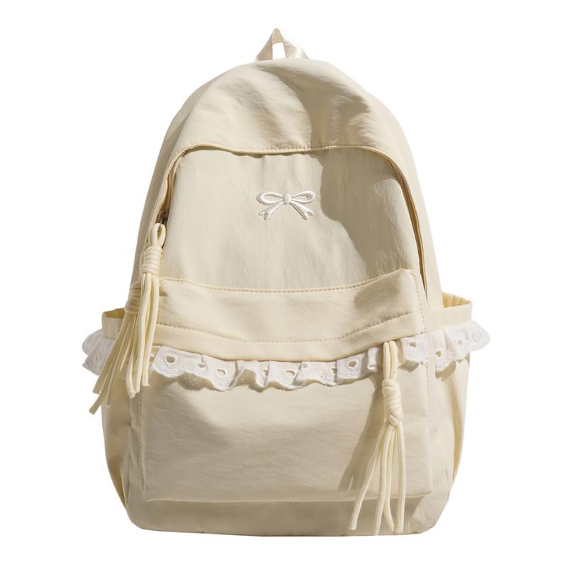 Zaino in Pizzo con Fiocco Ricamato Borsa Scolastica per Studenti