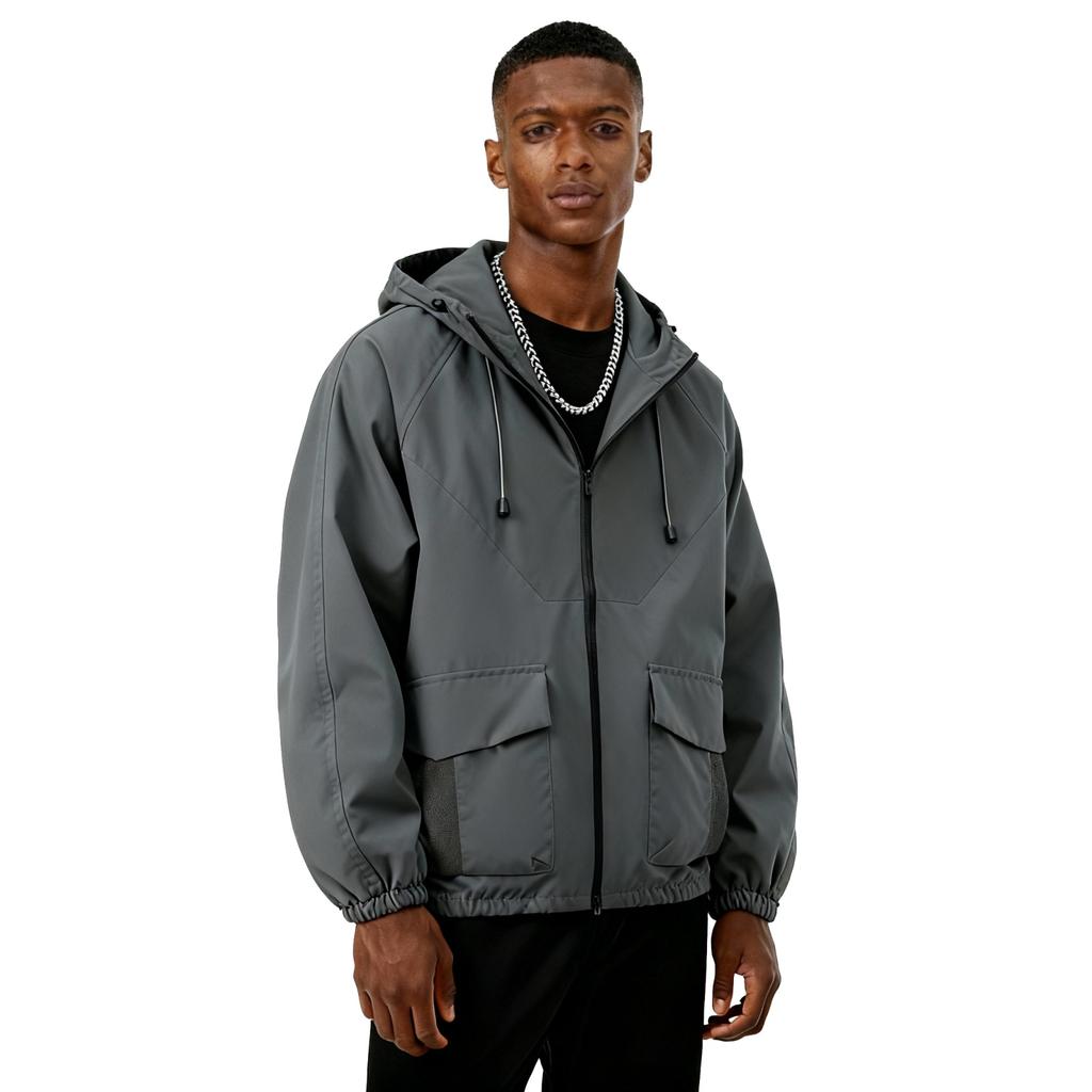 Men's And Women's Solid-color Casual Sports Outdoor Hooded Windbreaker, Men's And Women's Zipper Jacket