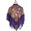 JiyunD Tradition Winter Keep Warm Russia Printing Women with Tassels Shawl Large Handkerchief Flower Scarf