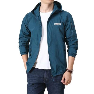 Men Sun Protection Clothing Summer Outdoor Windbreaker Jacket Solid Zipper Breathable UV Resistant Quick Dry Skin Coats