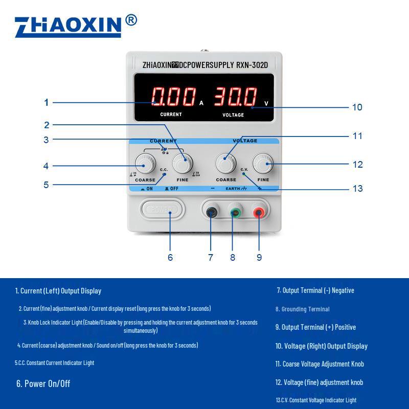 ZHAOXIN RXN-302D 30V 2A Linear DC Adjustable Regulated Power Supply