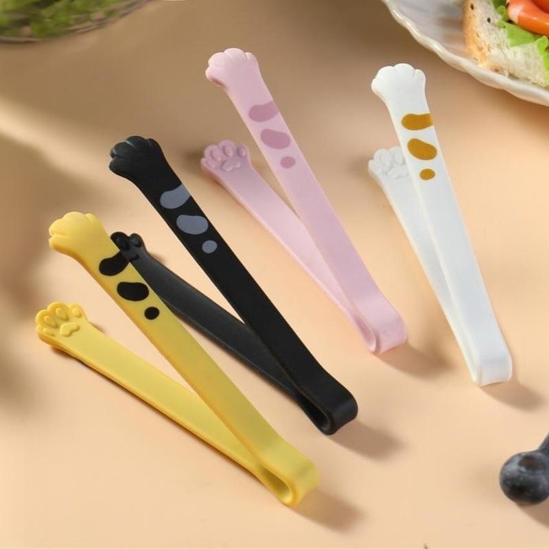 Cute Cat Paw Food Serving Tongs Non-slip Heat Proof 1PC Food Grade for Baking Barbecue Sandwich Ice Kitchen Use