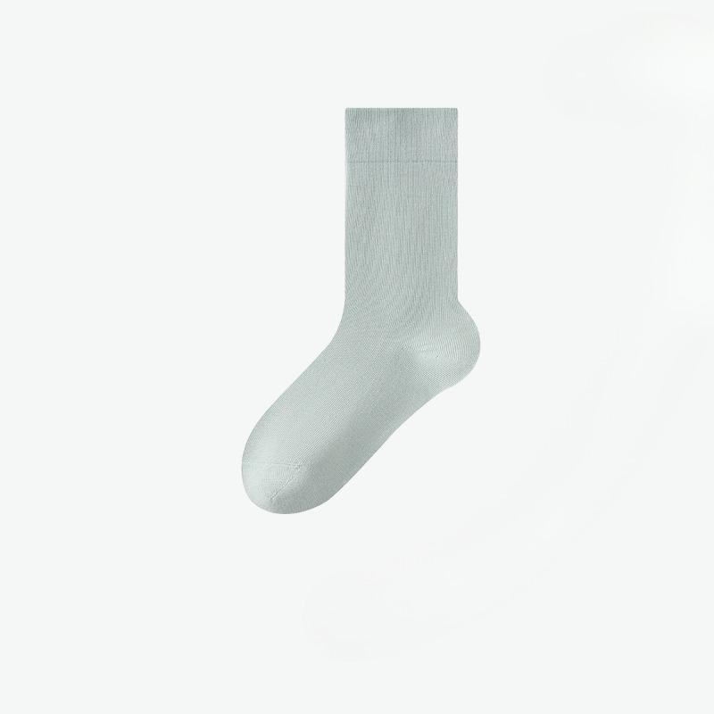 Female Spring and Autumn Pure Cotton Pure Color Antibacterial Deodorant Comfortable Boneless Tube Moon Socks