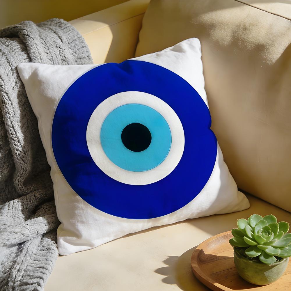 Cushion Cover Washed Linen Soft Breathable Decorative Case for Sofa Home Pillow Cover Evil Eye Symbol Art Print