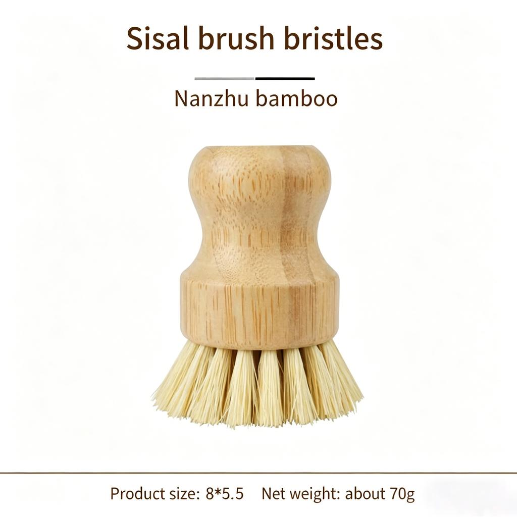Natural Bamboo Dish Brush Durable Portable Natural Scrub Washing Pot Brush Kitchen
