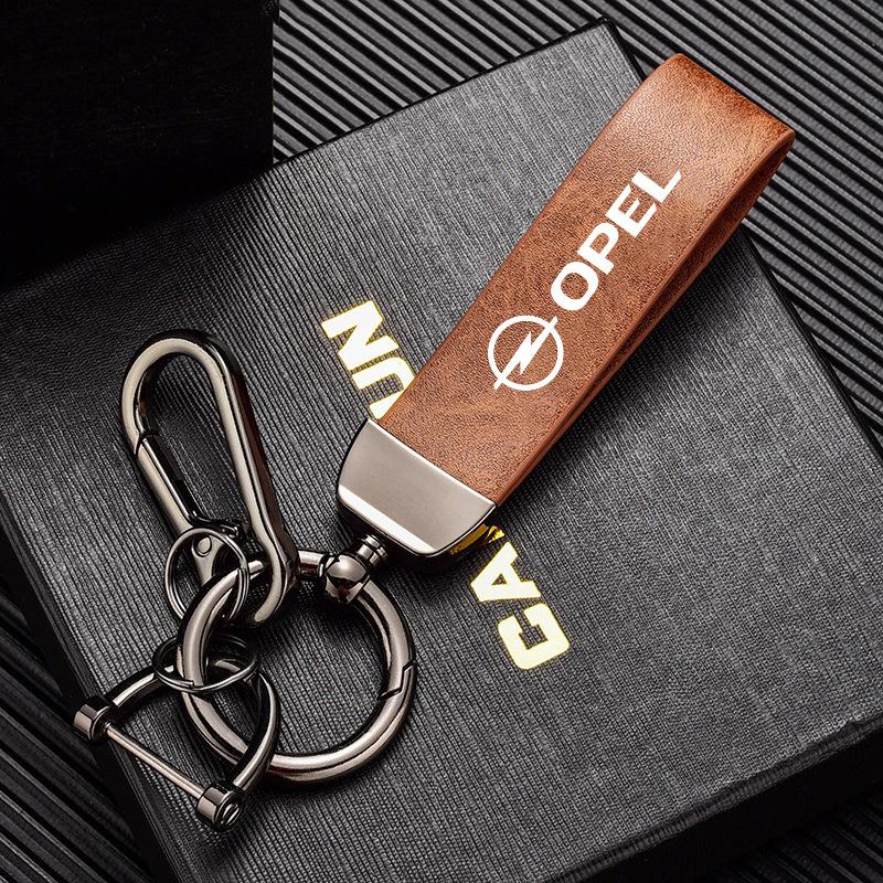 

Luxury Genuine Leather Keychain Car Key Ring For Opel Antara Astra Insigni Mokka Corsa Mokka Vectra Opc Opcline Car Accessories коричневий