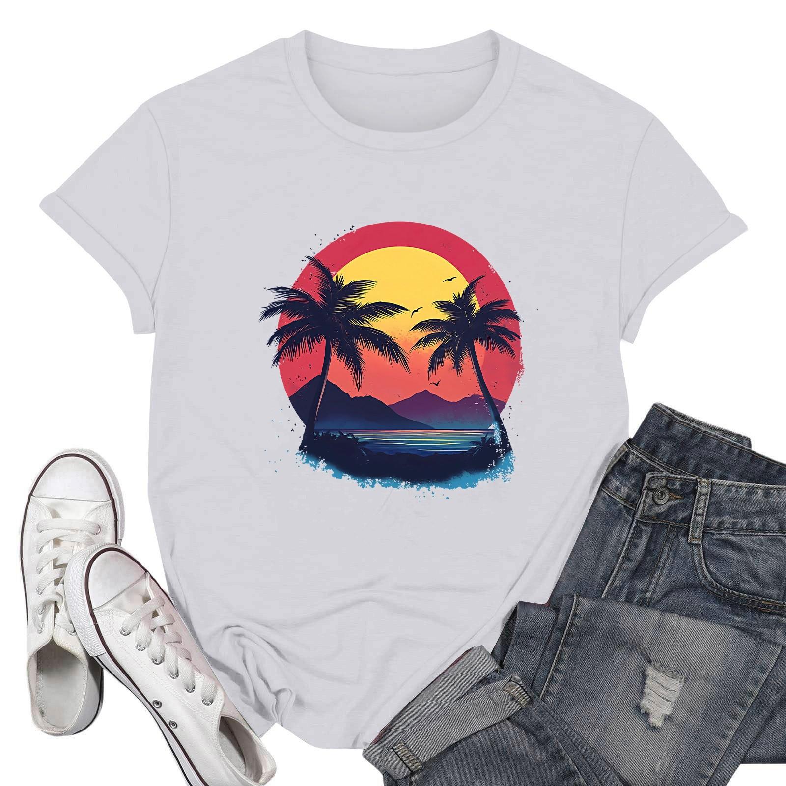 

Женские модные повседневные пуловеры с короткими рукавами и круглым вырезом с принтом XXXL белый