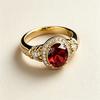 2026 New European and American New Pigeon Blood Ruby Ring Retro Palace Style Light Luxury Full of Zircon Jewelry for Women