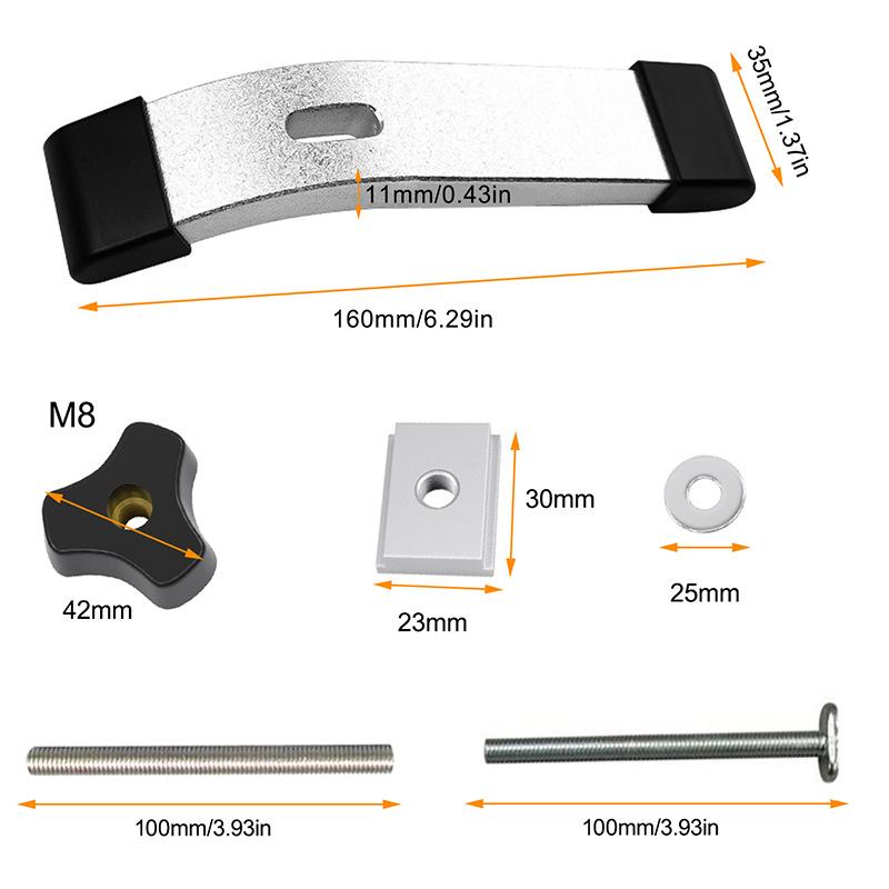 T-Track Hold Down Clamp Woodworking Chute Rail Table Saw Clamps High Strength Aluminum Alloy T Track CNC Router Clamp
