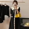 French Style Peter Pan Collar Dresses Women's Fashion Drawstring Summer Single-breasted A-Line Basic Pockets Long Dress