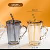 450ml Glass Coffee Cups with Lids and Straws Clear Glass Water Bottles with Handle for Iced Coffee Beer Juice Smoothie Cup