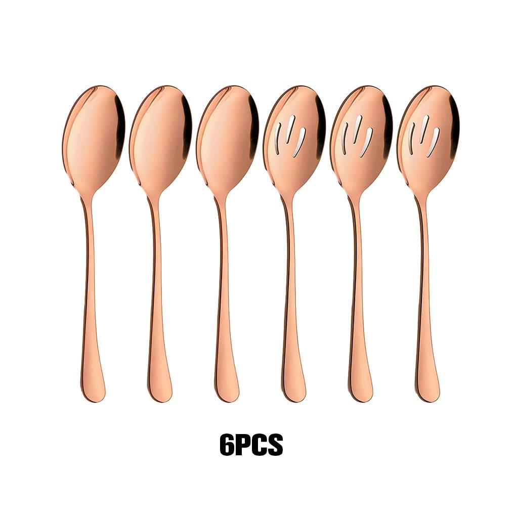 EIOLWJIEO 6pieces Elegant Appearance Stainless Steel Set Durable For Stylish Dining Convenient Storage Serving Spoons Sets, golden