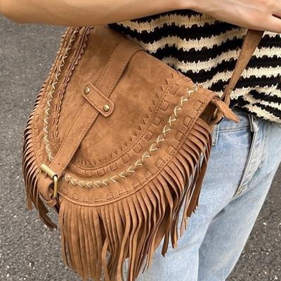 Beach Bag Single Shoulder Crossbody Bag Imitation Suede Tassel Bag Large Capacity Summer Travel Women's Bag Light Luxury Casual Travel