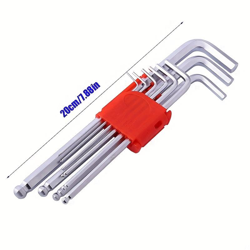 9-Piece Set L-Style Inner Hex Wrenches Alloy S2 Ball Head High Hardness Plum Blossom Wrenches for Precision Mechanical Work