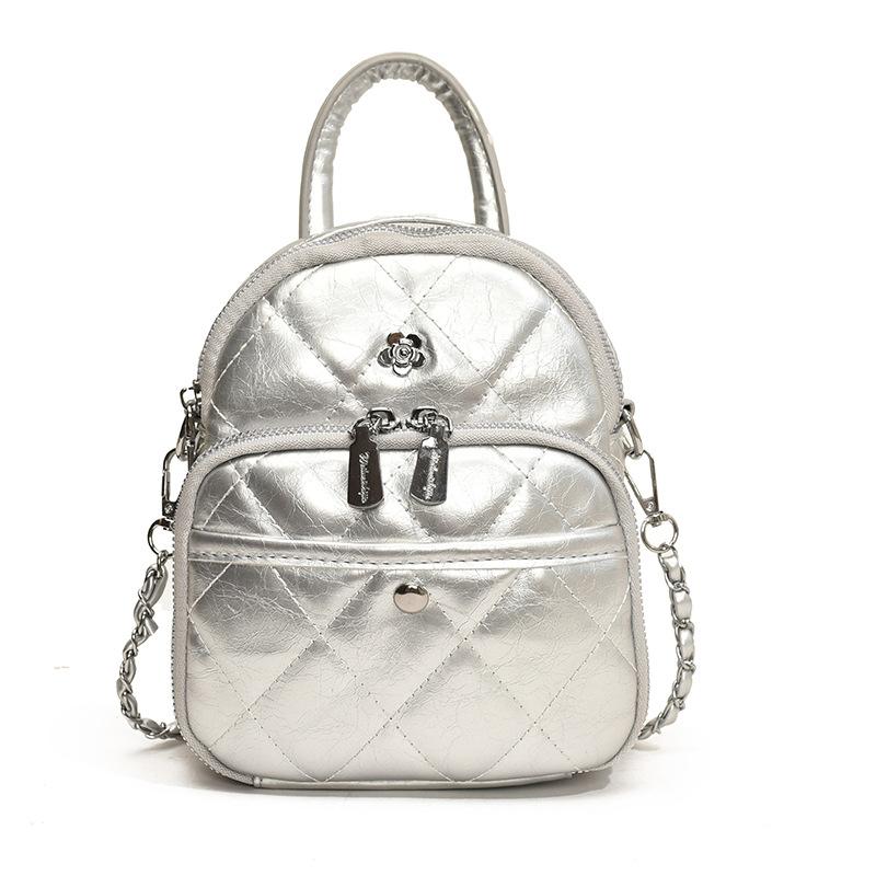 Маленькая сумка женская новая ромбовидная универсальная цепочка сумка-мессенджер сумочка серебряный