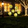 3 Heads Solar Powered Scallion Balls Shaped Outdoor Ground Mounted Light Waterproof Light for Courtyard Garden Landscape Decor