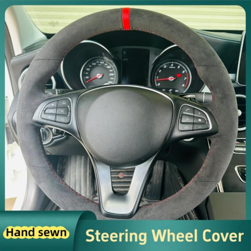 

Car Steering Wheel Cover For Mercedes Benz C200L E63 E300 E320 GLK GLC260 GLA ized Suede DIY Steering Wrap Accessories Brown Thread