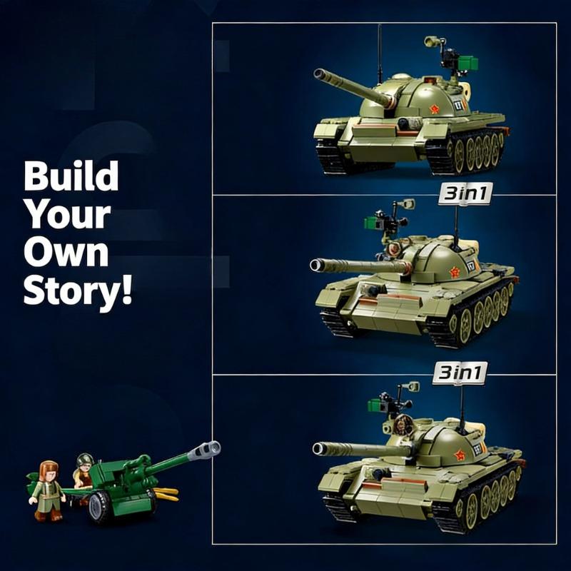 604 Teile T-54 Panzer Militärisches Kampffahrzeug Soldat 3 in 1 Baustein-Sets Modellfiguren Ziegelsteine Spielzeug Kindergeschenke