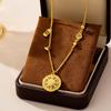 Filigree Eight Treasures Compass Trendy Clavicle Chain Jewelry Necklace Pendant