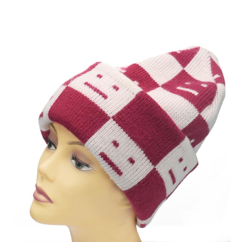 Cold Hat Women's Street Big Hat, Warm Around Autumn and Winter, Thickened Knitted Hat Women's Fashion Ear Protection, Smiling Face, Wool Hat Women