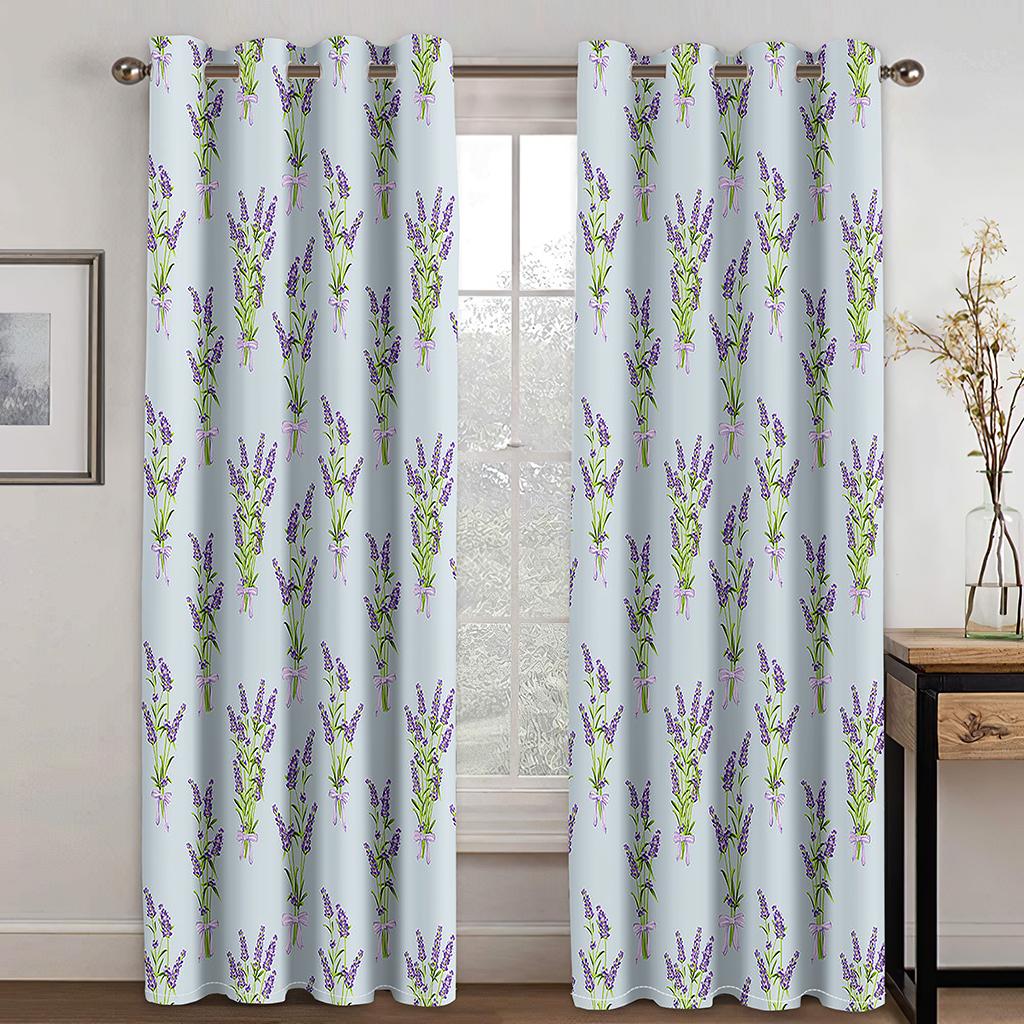 2pcs Beautiful Flower Butterfly Printed Curtains Grommet Top Hook Curtain For Restaurants  Living Room Bedroom Offices Room