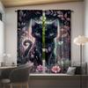 Set Of 2 Cute Cat Printed Curtains Pole Bag Bedroom Living Room Decoration Home Curtain Polyester Perfect For Great