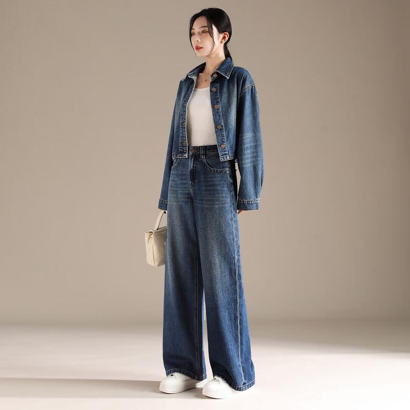 RAIN.CUN Women's High-Waist Straight-Leg Denim Jeans