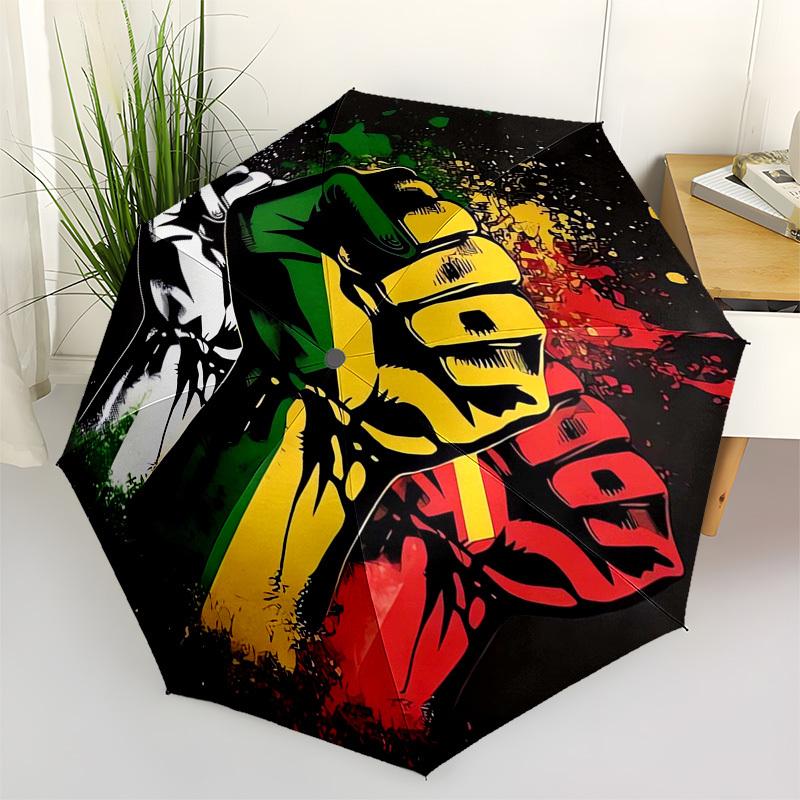 

Black fist Themed Automatic Opening and Closing Umbrella, Compact Travel Umbrella, Lightweight and Portable, Suitable for Beach Commuting Bu