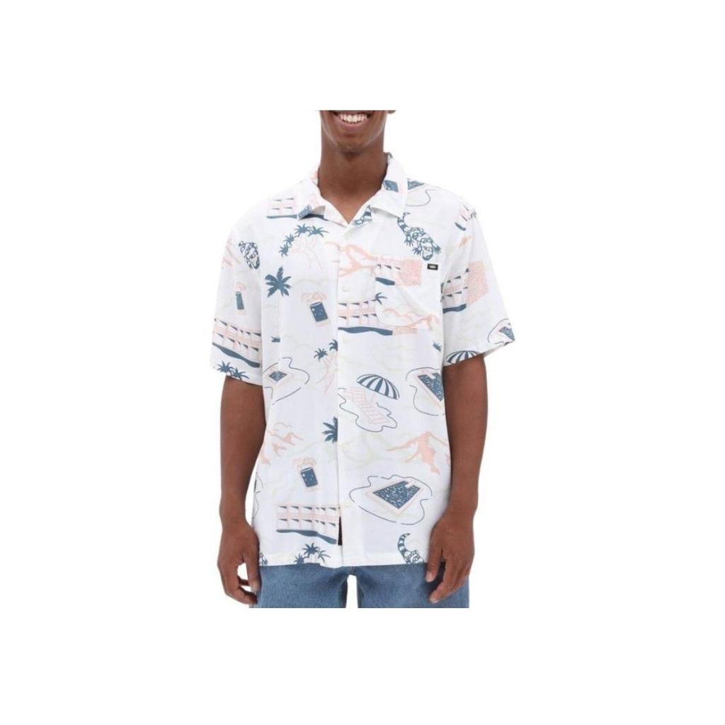 Vans Scenic Pattern Printed Short Sleeve Casual Shirt Men Shirts White VN0007X5WHT
