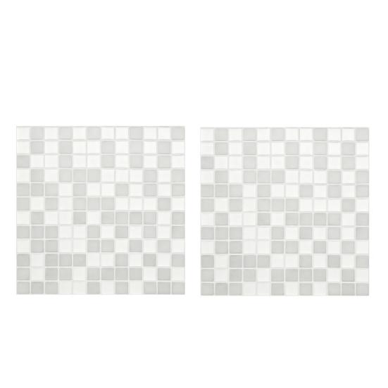 2Pcs 3D Mosaic Tile Sticker, 11.8 x 11.8 Inch Removable Wallpaper Tile, 3D Self Adhesive Wall Tiles, Bathroom Wall Tiles for Kitchen Backsplash, PVC