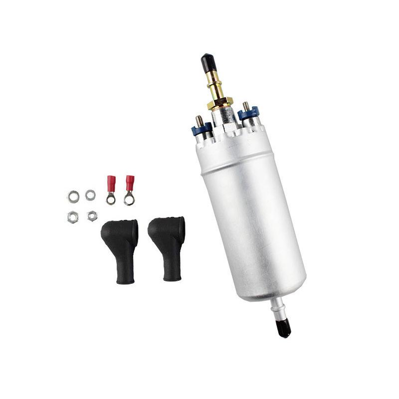 External High-Pressure Fuel Pump 12V, Aluminum Alloy, Silver, 0580464075, 21CM Length, 52MM Diameter, 8MM Inlet/Outlet, 5BAR,
