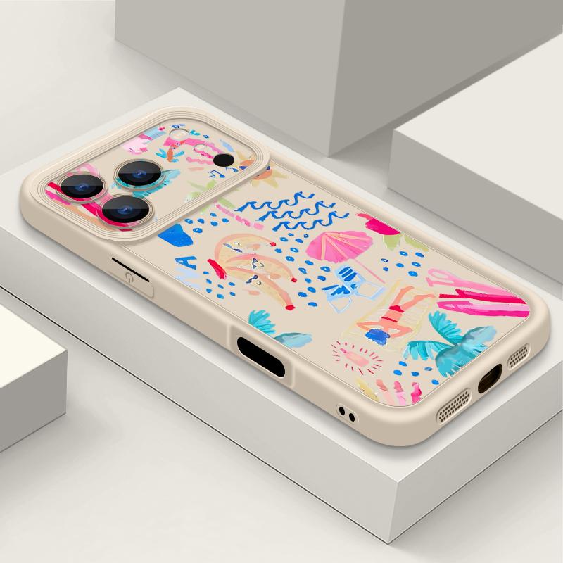 Shockproof Phone Case For iPhone 17 Pro Max Cartoon Vacation Painting Silicone Cover For iPhone 16 Pro Max Cover iPhone 15 14 13 12 11 16E Air