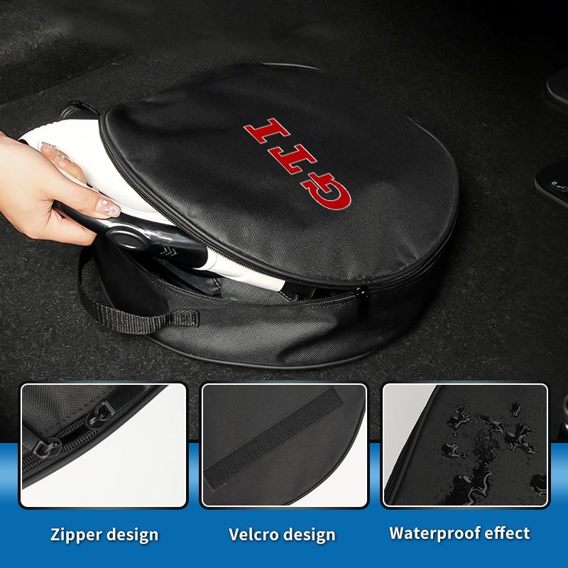 Car Charging Gun Bag Oxford Cloth Gun Cables Storage Box Auto Accessories For Volkswagen VW Golf 4 6 7 GTI Tiguan Passat B5 B6