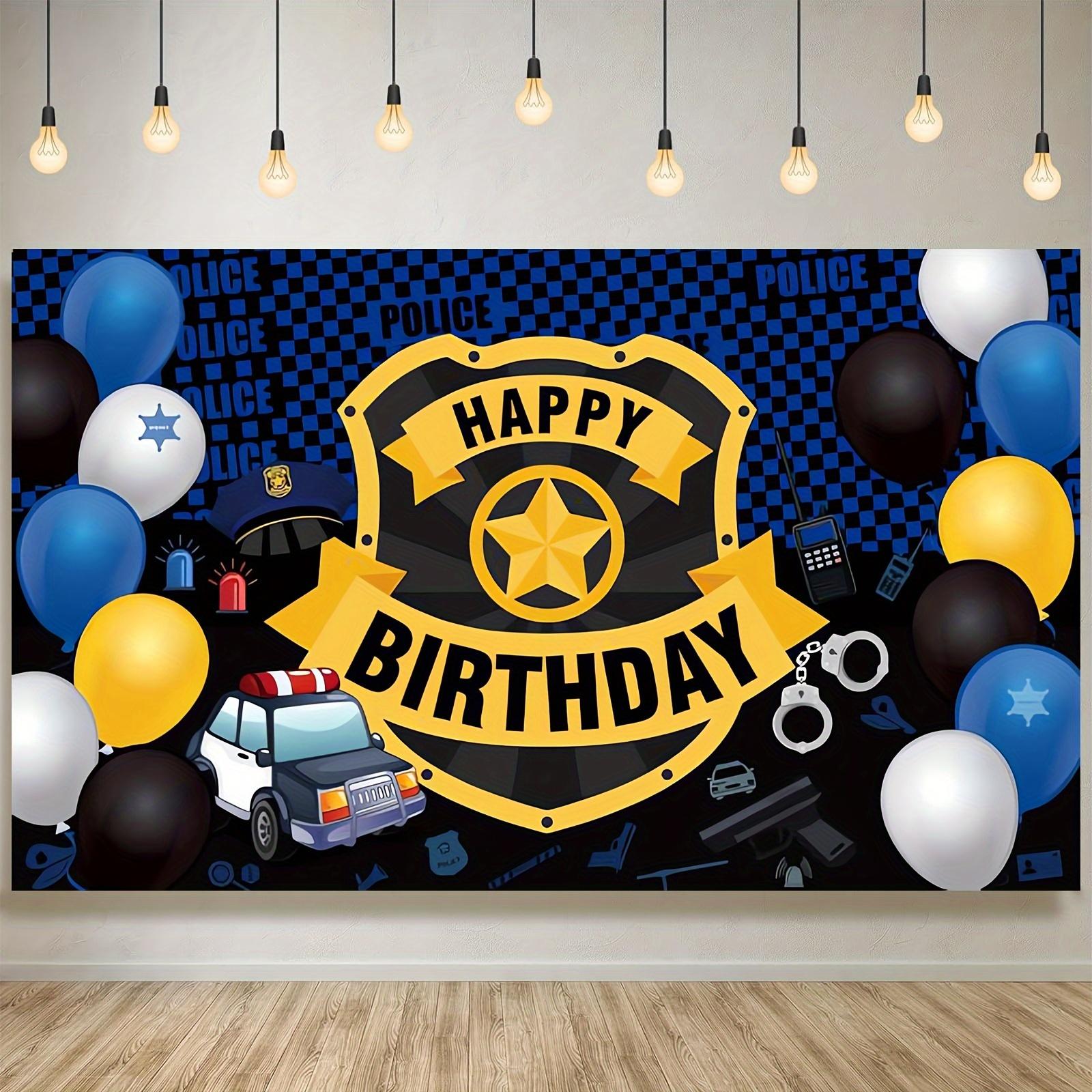 Police Theme Happy Birthday Party decorations Police Large badge banner Police booth Car background Police birthday party 150x130cm